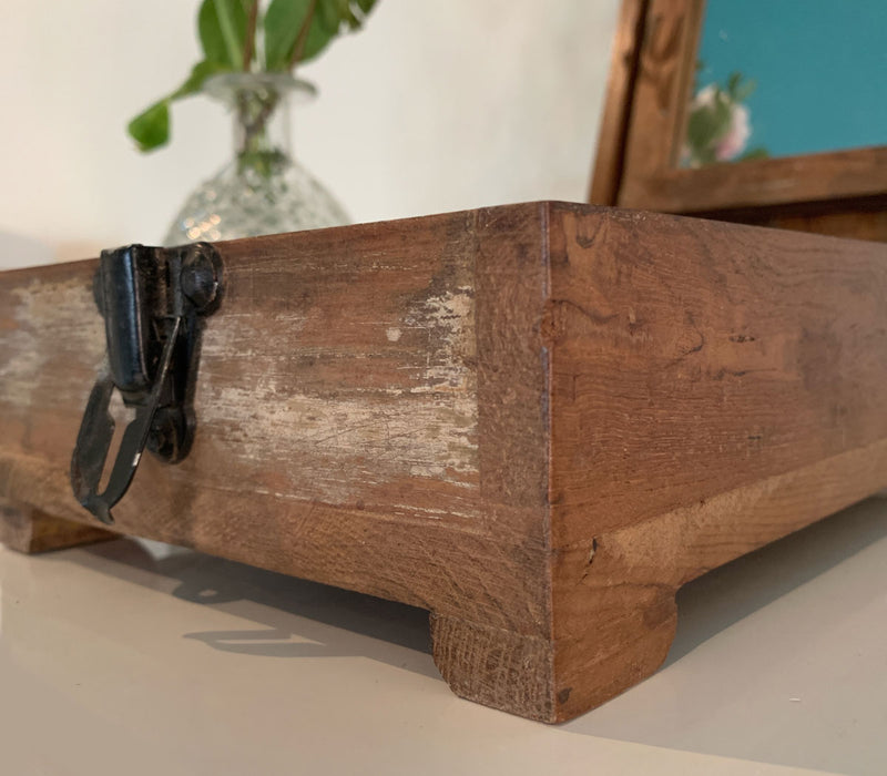 Barber Rasierbox Teak Holz 22x13cm Barbier Schmink Utensilien-Box