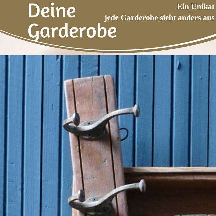 Vintage Teak Holz Wandgarderobe 45cm 3/6 Haken Jackenhalter Braun Garderobenleiste