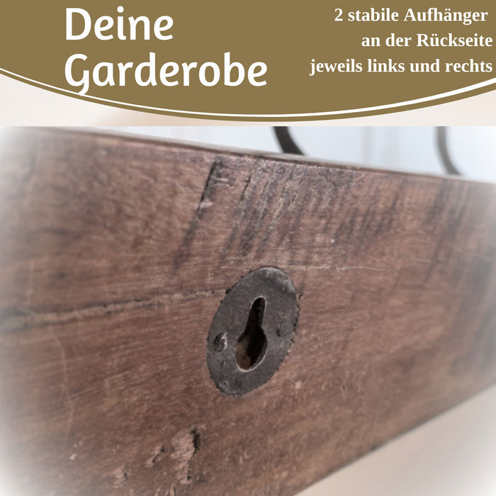 Vintage Teak Holz Wandgarderobe 60cm 4/8 Haken Jackenhalter Braun Garderobenleiste