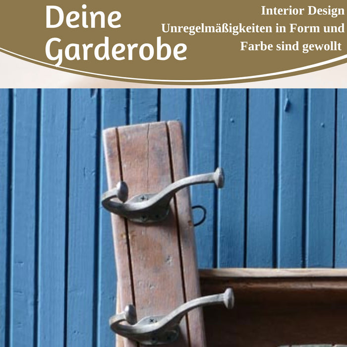 Vintage Teak Holz Wandgarderobe 80cm 6/12 Haken Jackenhalter Braun Garderobenleiste