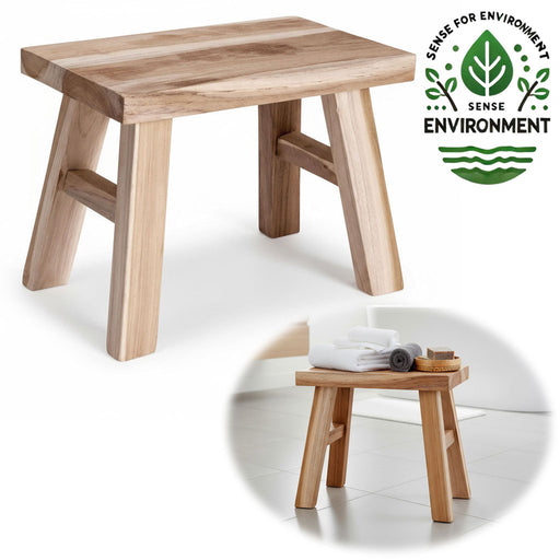 KI-generiertes Bild Vintage Holz Fußhocker Braun Rustic 24cm Tritthocker Schemel Fußbank Bänkchen