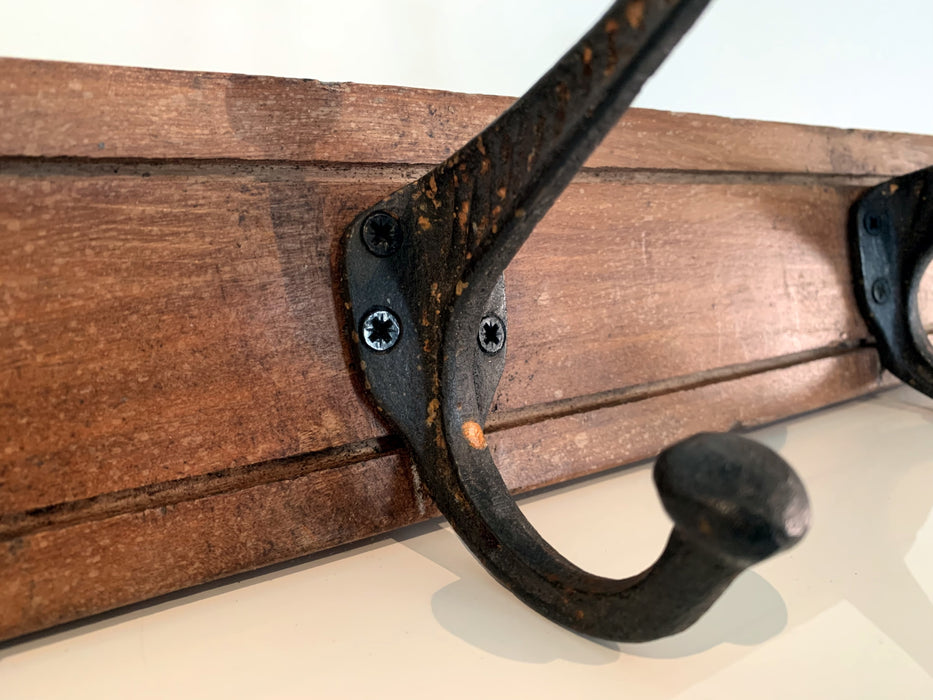 Vintage Teak Holz Wandgarderobe 80cm 6/12 Haken Jackenhalter Braun Garderobenleiste