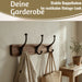 KI-generiertes Bild,Vintage Teak Holz Wandgarderobe 45cm 3/6 Haken Jackenhalter Braun Garderobenleiste