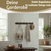 KI-generiertes Bild,Vintage Teak Holz Wandgarderobe 80cm 6/12 Haken Jackenhalter Braun Garderobenleiste