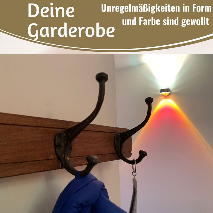 KI-generiertes Bild,Vintage Teak Holz Wandgarderobe 80cm 6/12 Haken Jackenhalter Braun Garderobenleiste