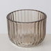 3er Set Teelichthalter Glas Retro Beige 7-9cm Teelichtglas Windlicht Kerzenhalter
