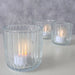 3er Set Teelichthalter Glas Retro Klar 7-9cm Teelichtglas Windlicht Kerzenhalter