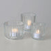 3er Set Teelichthalter Glas Retro Klar 7-9cm Teelichtglas Windlicht Kerzenhalter