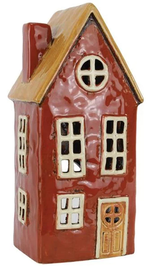 Teelichthaus Lichterhaus Nyhavn 23cm Braun Keramik Fachwerkhaus Teelichthalter