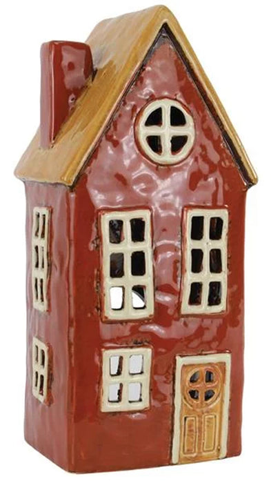 Teelichthaus Lichterhaus Nyhavn 23cm Braun Keramik Fachwerkhaus Teelichthalter