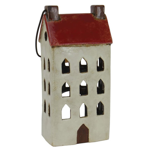 KI-generiertes Bild,Teelichthaus Lichterhaus Aarhus 28cm Keramik Fachwerkhaus Laterne Teelichthalter