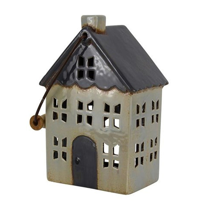 KI-generiertes Bild,Teelichthaus Lichterhaus Aarhus 20cm Keramik Fachwerkhaus Laterne Teelichthalter