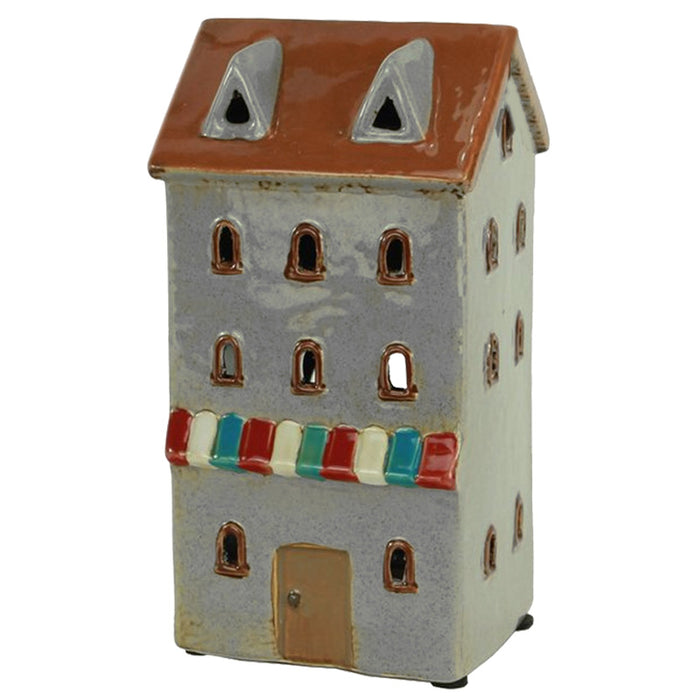 KI-generiertes Bild,Teelichthaus Lichterhaus Aarhus 18cm Keramik Fachwerkhaus Laterne Teelichthalter