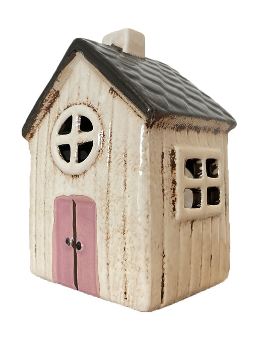 KI-generiertes Bild,Teelichthaus Lichterhaus Aarhus 14cm Keramik Fachwerkhaus Teelichthalter