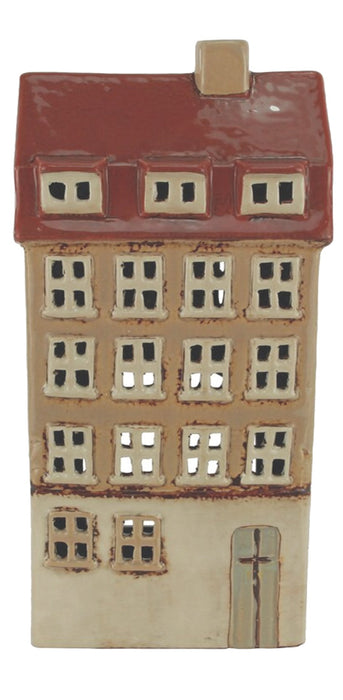 KI-generiertes Bild,Teelichthaus Lichterhaus Aarhus 25cm Keramik Fachwerkhaus Teelichthalter