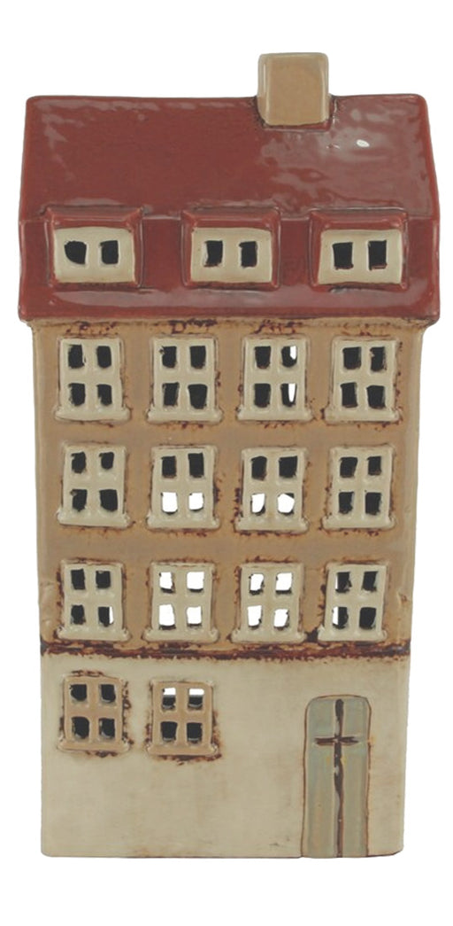 KI-generiertes Bild,Teelichthaus Lichterhaus Aarhus 25cm Keramik Fachwerkhaus Teelichthalter