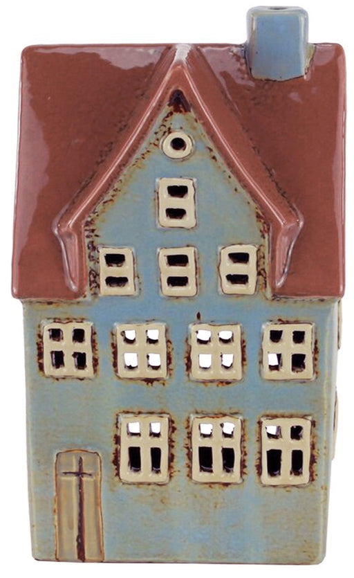 KI-generiertes Bild,Teelichthaus Lichterhaus Aarhus 19cm Keramik Fachwerkhaus Teelichthalter