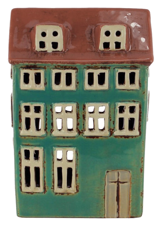 KI-generiertes Bild,Teelichthaus Lichterhaus Aarhus 17cm Keramik Fachwerkhaus Teelichthalter