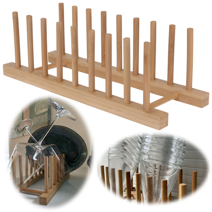 KI-generiertes Bild Holz Abtropfgestell 34cm Bambus Abtropfgitter Abtropfständer Geschirrhalter