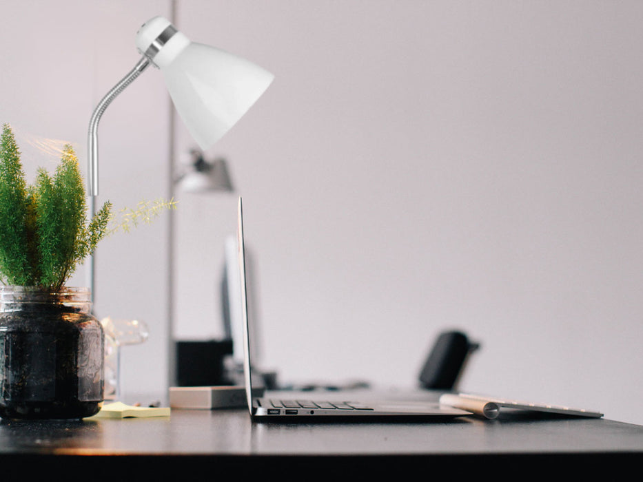 Elegante LED Klemmlampe List 39cm Weiß E27 Clip-On Schreibtischlampe Tischlampe