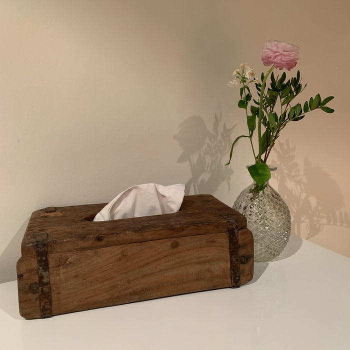 Tissue-Box Holz 31cm Braun Ziegelform Kosmetiktuch-Spender Taschentuch
