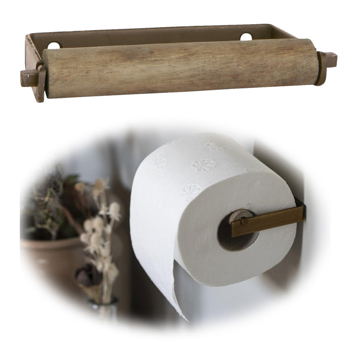 KI-generiertes Bild IB Laursen Vintage Metall Toilettenpapierhalter Bronze 13cm Holzrolle Rollenhalter