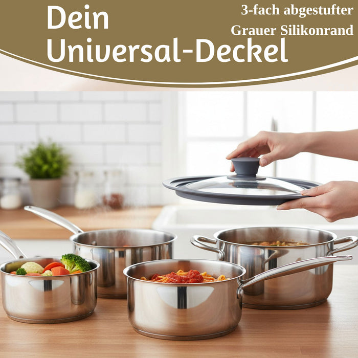 KI-generiertes Bild,Universal Glasdeckel Ø 18 20 22cm abgestufter Silikonrand Deckel für Pfannen Töpfe