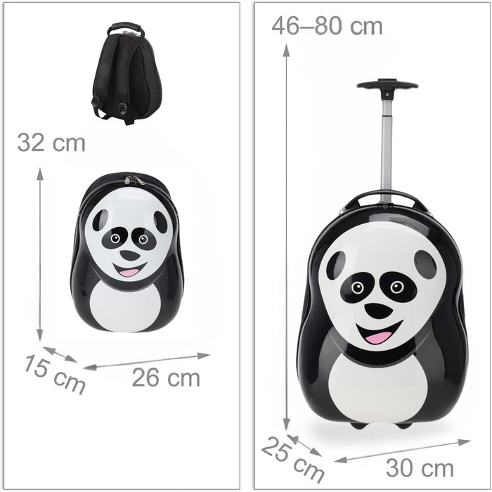 Kinder Reiseset 2-tlg. Panda Bär Kinderkoffer Rucksack Trolley Hartschalenkoffer