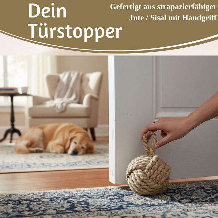 Boden Türstopper Malmö 23cm Beige Braun 1,3kg Jute Knoten Tragegriff Türpuffer Türhalter Türsack