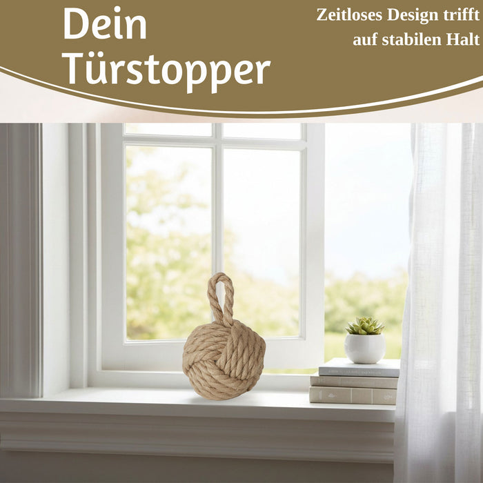 Boden Türstopper Malmö 23cm Beige Braun 1,3kg Jute Knoten Tragegriff Türpuffer Türhalter Türsack