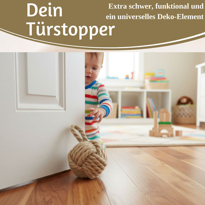 Boden Türstopper Malmö 23cm Beige Braun 1,3kg Jute Knoten Tragegriff Türpuffer Türhalter Türsack
