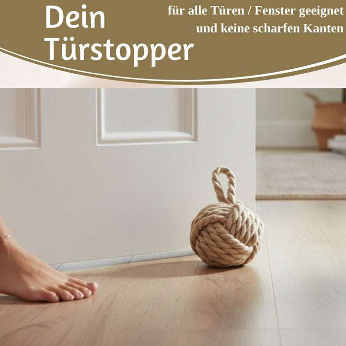 Boden Türstopper Malmö 23cm Beige Braun 1,3kg Jute Knoten Tragegriff Türpuffer Türhalter Türsack