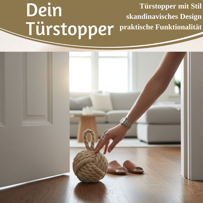 Boden Türstopper Malmö 23cm Beige Braun 1,3kg Jute Knoten Tragegriff Türpuffer Türhalter Türsack