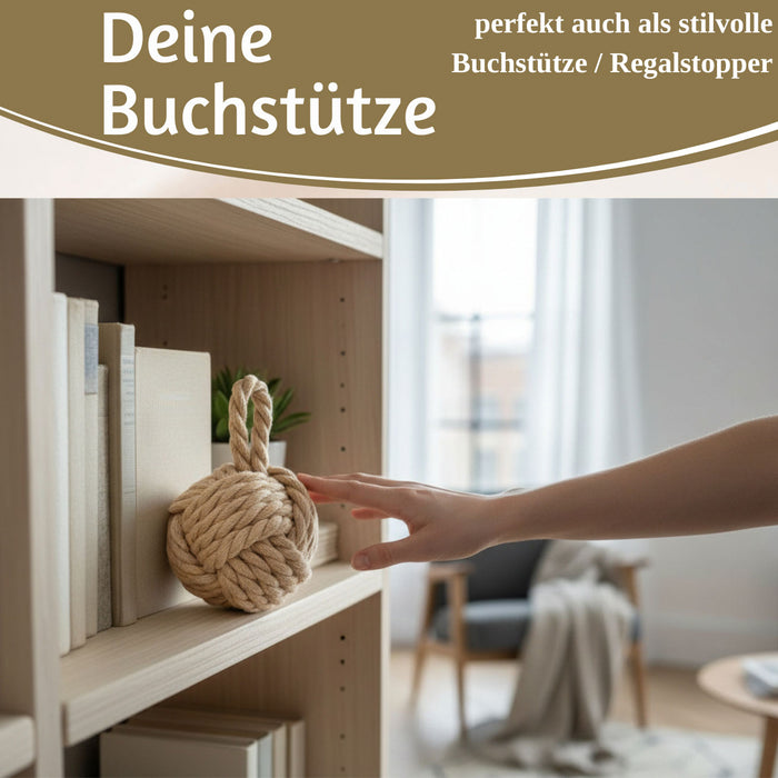 Boden Türstopper Malmö 23cm Beige Braun 1,3kg Jute Knoten Tragegriff Türpuffer Türhalter Türsack