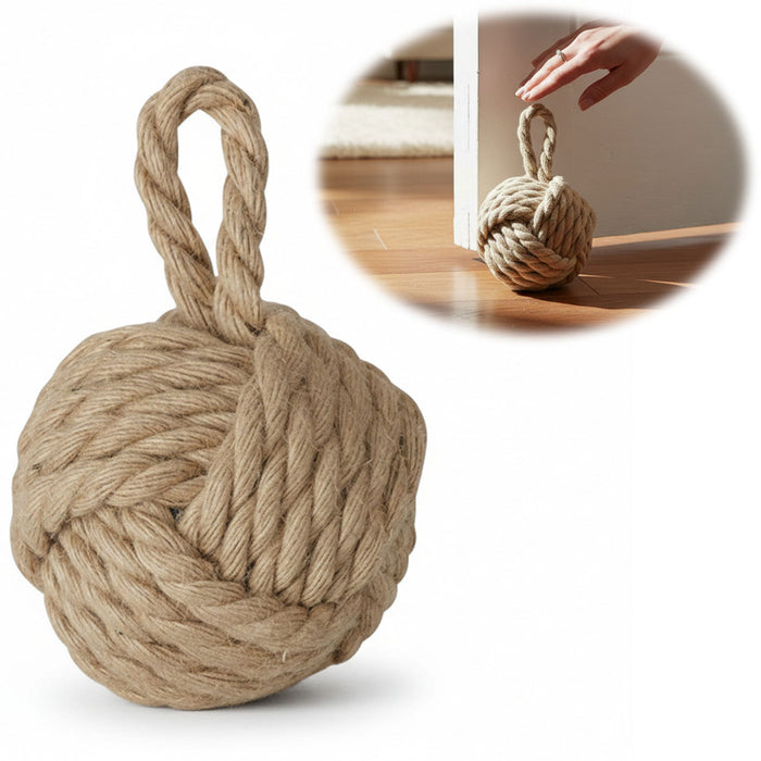 Boden Türstopper Malmö 23cm Beige Braun 1,3kg Jute Knoten Tragegriff Türpuffer Türhalter Türsack