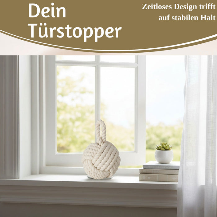 Boden Türstopper Malmö 23cm Creme Weiß 1,3kg Jute Knoten Tragegriff Türpuffer Türhalter Türsack