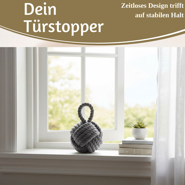 Boden Türstopper Malmö 23cm Grau 1,3kg Jute Knoten Tragegriff Türpuffer Türhalter Türsack