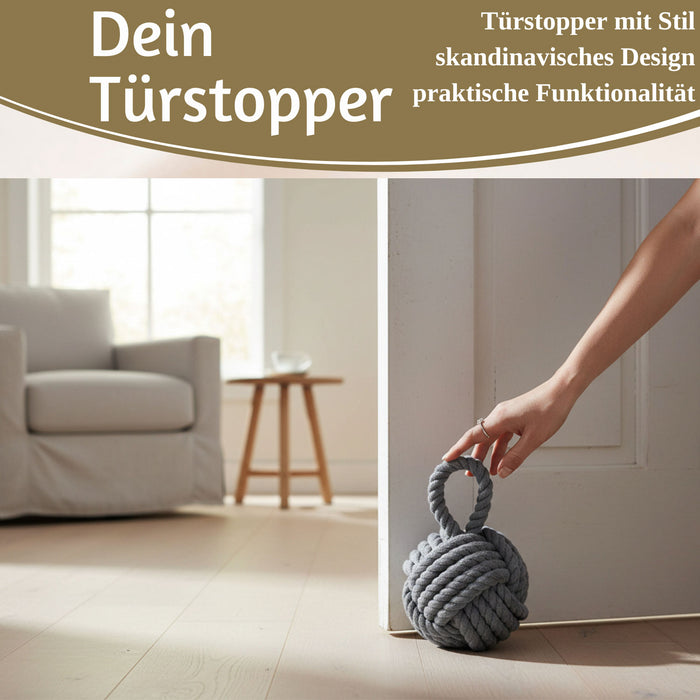Boden Türstopper Malmö 23cm Grau 1,3kg Jute Knoten Tragegriff Türpuffer Türhalter Türsack
