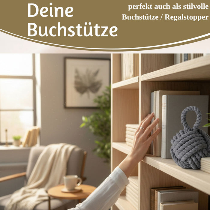 Boden Türstopper Malmö 23cm Grau 1,3kg Jute Knoten Tragegriff Türpuffer Türhalter Türsack