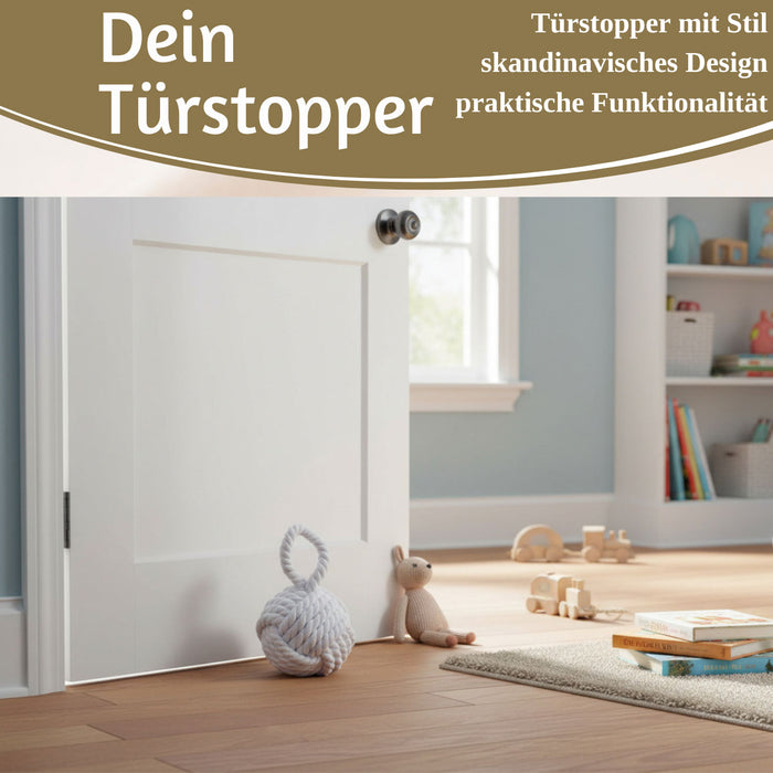 Boden Türstopper Malmö 23cm Weiß 1,3kg Jute Knoten Tragegriff Türpuffer Türhalter Türsack