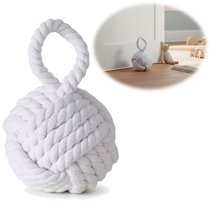 Boden Türstopper Malmö 23cm Weiß 1,3kg Jute Knoten Tragegriff Türpuffer Türhalter Türsack