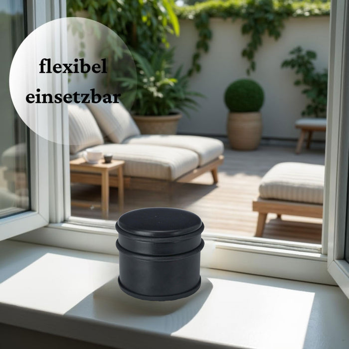 Premium Türstopper Schwarz Matt 1,1 kg schwerer Bodenstopper mit Gummiring