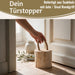 KI-generiertes Bild,Boden Türstopper Oslo 15cm Teakholz 1,5kg Jute Tragegriff Türpuffer Türhalter Türsack