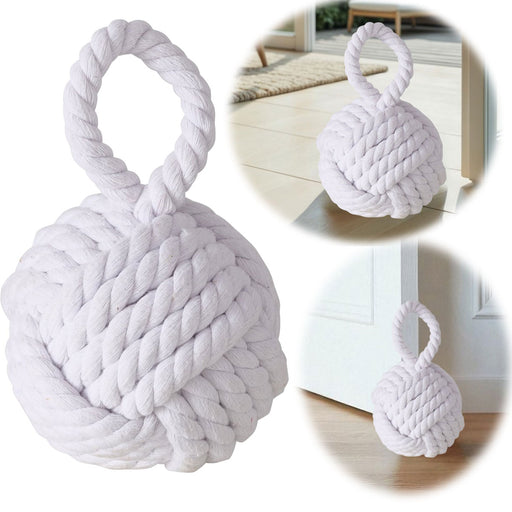 Boden Türstopper Malmö 23cm Weiß 1,3kg Jute Knoten Tragegriff Türpuffer Türhalter Türsack