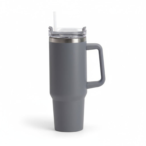 XL Edelstahl Trinkbecher Anthrazit 1200ml mit Griff Vakuum Kaffeebecher Coffee to Go