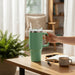 XL Edelstahl Trinkbecher Grün 1200ml mit Griff Vakuum Kaffeebecher Coffee to Go