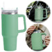 XL Edelstahl Trinkbecher Grün 1200ml mit Griff Vakuum Kaffeebecher Coffee to Go