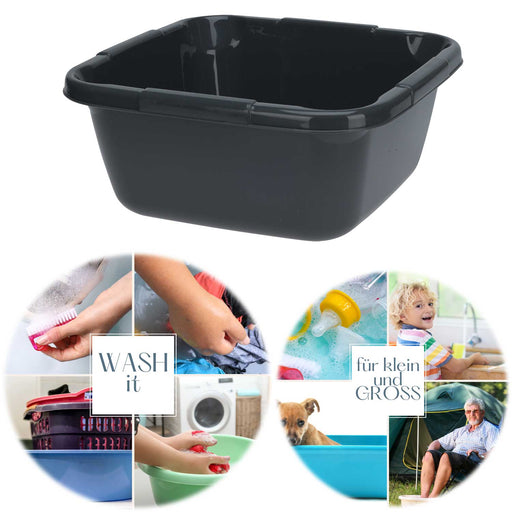 Kunststoff Waschschüssel 6L Grau 29cm Viereckschüssel Fußwanne Spülschüssel