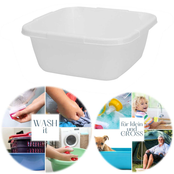 Kunststoff Waschschüssel 6L Weiß 29cm Viereckschüssel Fußwanne Spülschüssel