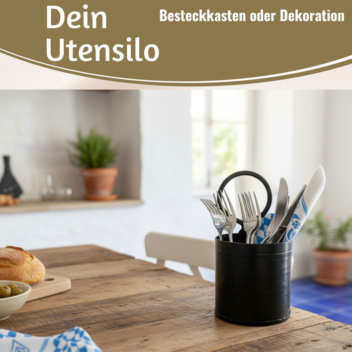 KI-generiertes Bild,Vintage Besteckständer Dehli 20cm Rund 1-fach Griff Besteckkorb Utensilienhalter
